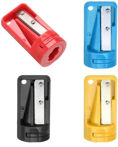 QUARKZMAN 4 Stück Zimmermanns Bleistiftspitzer Tischler Bleistiftspitzer für Zimmermannsbleistift Tragbares Bleistift Spitzer Anspitzer für Holzbearbeitung（Vier Farben 1）
