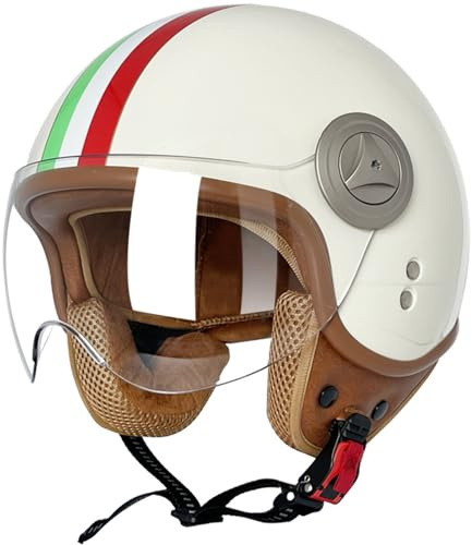Casco Scooter Moto, Casco Aperto Moto Caschi Motorino Vintage Casco Moto Jet Omologato DOT/ECE Casco Per Adulti Casco Materiale ABS Per Moto Chopper Motorino Per Uomo E Donna