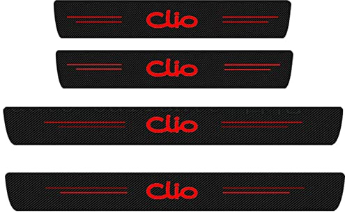 DISANSHAO 4 Pièces Plinthes pour Renault Clio Grandtour 4 (IV) X98 I 2013-2019, Protecteur de Bord Latéral de Porte en Fiber de Carbone Protecteur de Seuil de Porte de Voiture,Red