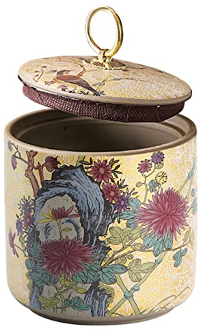 GALPADA Barattolo per Tè Design Delicato e Dettagli Decorativi in Ceramica Chiusura Ermetica, Contenitore Leggero e Portatile per Conservazione Multiuso in Cucina