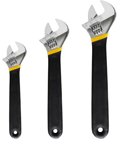 PFXNGMS Juego de 3 Llaves inglesas Ajustables de Acero al Carbono, 150-200-250 mm, multifuncionales, para el hogar, el Garaje, el Taller y el Bricolaje.