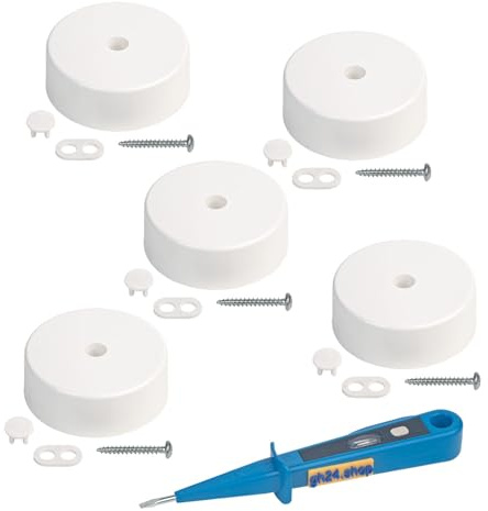 grenda-hammer® | Baldachin Deckendose 5 Stück Lampen Verteiler- und Abschlussdose 70mm x 30mm Deckenbaldachin