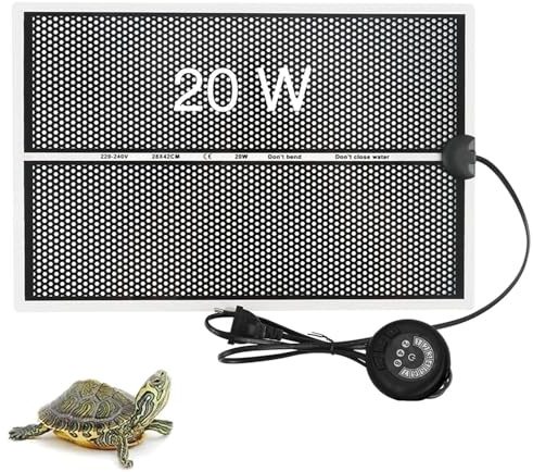 Reptil Värmemattor 20 W värmematta terrarium 42 x 28 cm Reptil värmekudde med 7-stegs temperaturkontroll 3-stegs timer terrarium värmekudde för sköldpadda orm ödla gecko spindel (1 st)