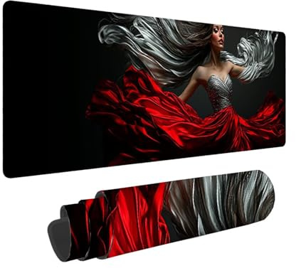 Tappetino per Mouse XXL 1600 x 800 x 3mm Tappetino Mouse Gaming Grande, Mousepad con Base in Gomma Antiscivolo, Tappeto per Tavolo da Gaming per Mouse e Tastiera, Accessori PC, Regalo (Sirena) V-557