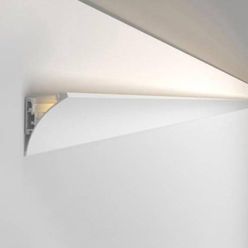 JBKNAN Indirekte Beleuchtung Sockelleisten,Kronenleisten LED Kanal Aluminiumprofil,Einfach Zu Installierende LED Einbau Linearschiene Ohne LED-Streifen,LED Diffusorleiste Für Heimwerker(2 m/6.5 ft)
