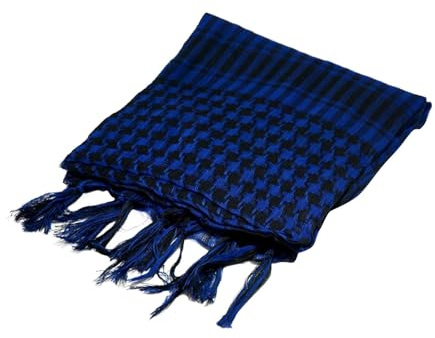 Generisk arabisk rutig franshalsduk, lätt halsduk bomull och halsduk med tofs för utomhus camping tillbehör, unisex dödskalle halsduk, blå, One size