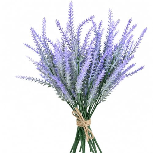 PNSXING Artificial Lavender Bouquets, Purple, 14 Inch, 12 Bunches | Plastic, UV Resistant, Maintenance Free, Indoor Outdoor Decor