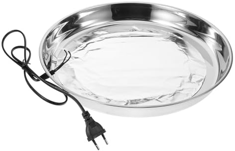 MERRYHAPY Wintertränken und Warm für Geflügel aus Edelstahl Heizsockel mit Rostfreiem Metall und Eu Stecker Hält Wasser im Winter Frostfrei für Hühner