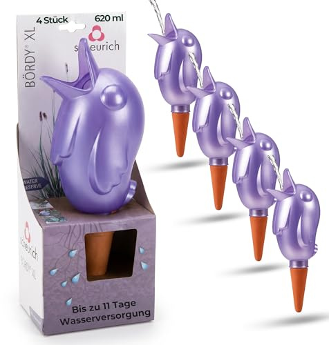 Scheurich Wasserspender XL Lila 4 Stück - 620ml Wasser für bis zu 7 Tage Purple Pearl Höhe 29 cm mit Tonkegel