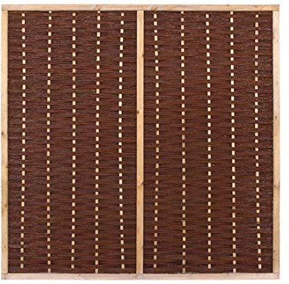 Weidenwand Mia 180x180cm hochwertig mit Mittelstrebe, gekochte Weide im gebeizten Holzrahmen