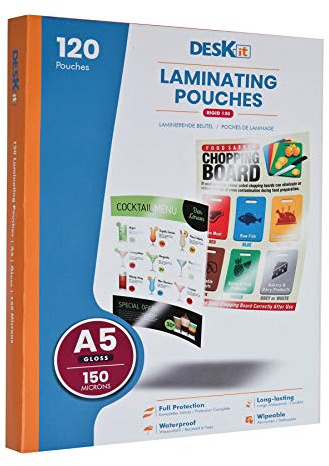 Laminierfolien DIN A5-120 Stück - 150 Mikron - Laminiertaschen reißfester Schutz in Premium Qualität – das perfekte Sparset 120 St. x 150 mic für Heiß-Laminiergeräte