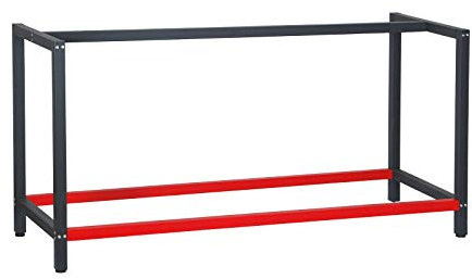 Wiltec Telaio per banco da lavoro in acciaio antracite-rosso, gambe per banco da lavoro, telaio per tavolo 175 x 57 x 81 cm