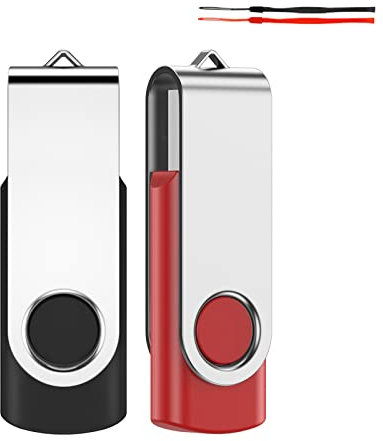 JEVDES 64GB USB Memory Stick 2 Pack USB Stick Flash Drive USB 2.0 Pen Drive Swivel Design Thumb Drive for Data Storage Zip Drive Jump Drive with LED Light (2 Colors)