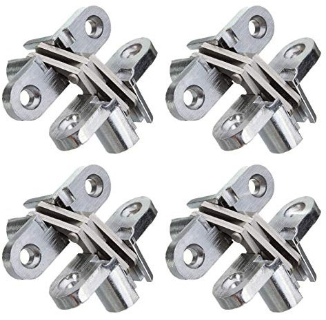 2 Pairs of 45mm Hidden Cabinet Hinge Stainless Steel Invisible Door Hinges Concealed Barrel Wooden Box Leaf Height 1-3/4''