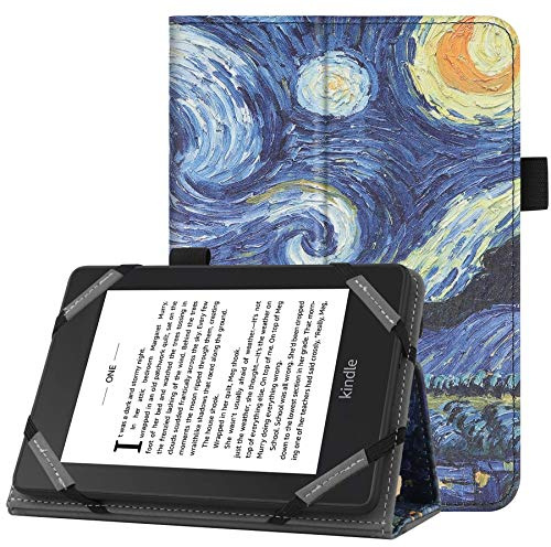 VOVIPO Universal 6 Zoll Kindle Paperwhite Kobo E-Reader Hülle,Folio Schutzhülle mit Handschlaufe kompatibel mit Sony/Kobo/Tolino/Pocketbook/Kindle 6 Zoll eReader-Starry Sky