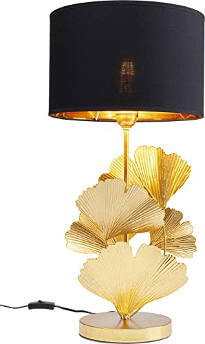 Kare Design Lampada da tavolo Flores Gold, nero, moderno, glamour, abat jour, stanza da letto, struttura in acciaio, effetto foglie di ginkgo, lampada da scrivania, lampadina non inclusa, 62x30x30 cm