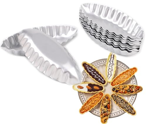 LoBake 10pcs per lot Various Design Fluted Edge Wavy Flower Cup Boat Round Shape Aluminium Tart Mould Jelly Pudding Cup Cupcake Mold Baking (C15)