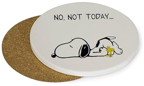 No Not Today Dog Birthday, Christmas, Secret Santa Stocking Filler Tableware, Drinks Coffee-Tea Coaster. (Round Ceramic Coaster)