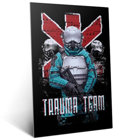 Displate Offiziell Cyberpunk 2077 MetallPoster Magnetische Befestigung Inklusive Lizenziert Bilder Hochwertiges Poster Trauma Team Platinum Poster 67.5 cm x 48 cm