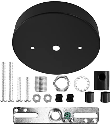 Sangle Sopffy Pendant Light Canopy Kit, 4.7 Inches Ceiling Lighting Canopy Kit with All Mounting Hardware Modern Chandelier Ceiling Plate Cover for Pendant Lighting Fixtures, Black (Black)
