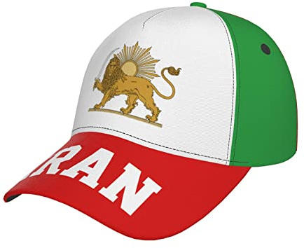 DABOYOZHZH Emblem des Irans Löwe und Sonne Flagge Baseballkappe Volldruck Erwachsene Herren Hut Patriotismus Fans Fußballkappen, schwarz, Einheitsgre