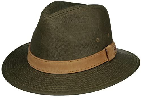 Stetson Dalito Traveller Stoffhut Herren - Hut mit Ledergarniturband - Unifarbener UV-Schutz-Hut - Sommer/Winter Oliv L (58-59 cm)
