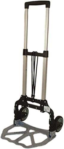 Carrello pieghevole in alluminio, 80 kg, Elettroferroitalia con manico regolabile in altezza,in alluminio, carrello per scale, carrello per il trasporto