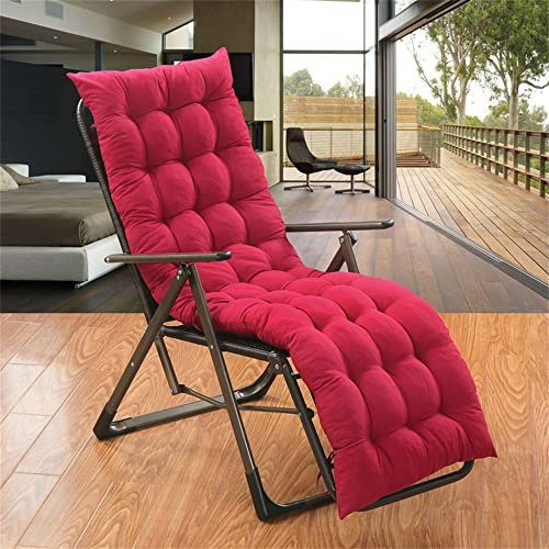 Morbuy Espesar Cojín para Tumbona de Jardín, Suave y Cómodo Cojín Reclinable Colchoneta Tumbona Exterior Ideal para Sala de Estar Tumbonas, Sillas y Hamacas (48x158cm,Rojo)