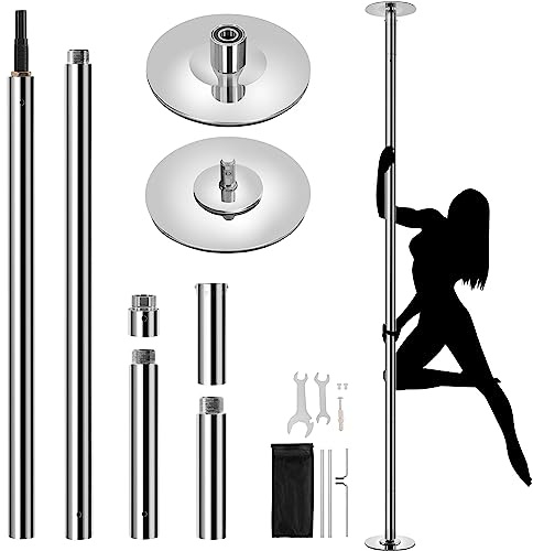Yaheetech Juego de Palos de Baile Extraíble para Club, Casa Pole Dance Barra de Baile de Acero Inoxidable para Casa Danza Altura Ajustable de 210-274.5cm 200 kg de Capacidad Gris Brillo