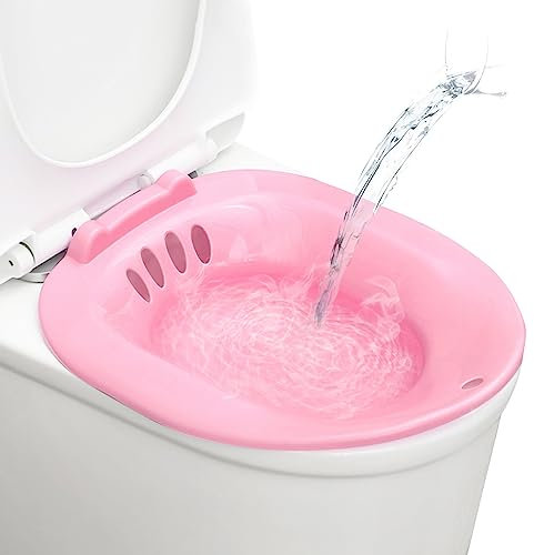 1pc Sitz Bad Tragbarer Sitzbad Bidet Bidet Toilettensitz tragbares Bidet für Toilettenbidet -Anhang passt zu universellen Toiletten für Postpartale Wunden, Hämorrhoiden, perineale Pflege rosa