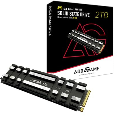 addlink A93 2TB M.2 SSD Storage Expansion for PS5 Consoles with Heatsink, Up to 7400 MB/s, Gen 4 PCIe NVMe 2280, Expansion for PC & Playstation 5, SLC Cache Internal Solid state drive made in Taiwan