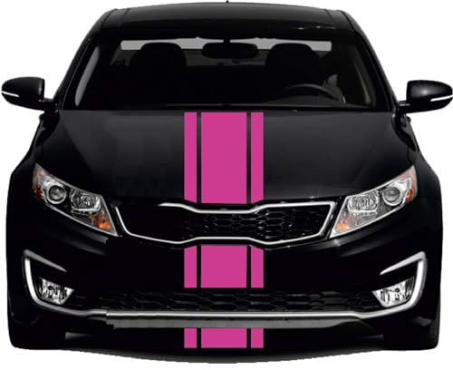 INDIGOS UG - Viperstreifen Auto - M204 glänzend - 3 Streifen pink fluoreszierend - 400x25cm & 2x400x5cm - extravanter 3ér - mit Übertragungsfolie - Tuning - Viper - Racingstreifen - Zierstreifen