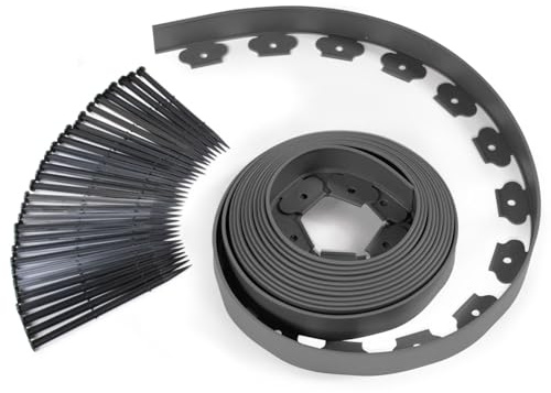 IDMarket - Bordurette de Jardin Flexible 8 M Gris Anthracite Hauteur 12 cm + 24 piquets