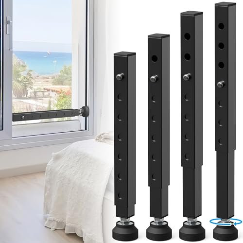 Fensterstopper, Einbruchstangen, Schwarz, 4 Stück
