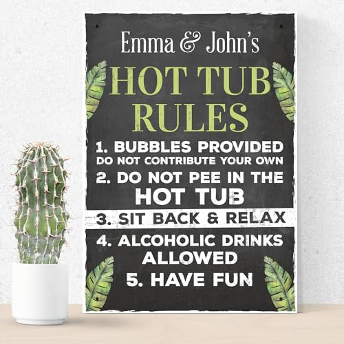 Red Ocean Personalised Hot Tub Plaques, Hot Tub Rules Sign, Novelty Hot Tub Outdoor Garden Sign For Outside, Hot Tub Accessories, Personalised Hot Tub Decor Signs, Garden Shed Sign