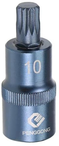 Juttzzei M10 Spline Bit, 1/2 Drive x 10mm Triple Square Spline Bit Socket | 10mm Allen Key Socket Multiple Teeth, Premium S2 Steel M10 Spline Bit with 2 Length for Torque Wrench, Ratchet Wrench