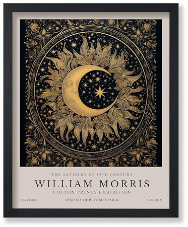 Poster Master William Morris Poster - Stars and Moon Print - Celestial Art - Moon Illustration - Astronomy & Cosmic Artwork - Aesthetic Office or Bedroom Wall Decor - 8x10 UNFRAMED Wall Decor