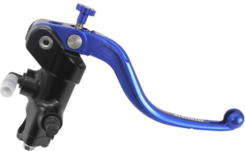Pompa Freno - Lavorata CNC - 16x18 Con Corpo Pompa Anodizzato, Leva Fissa Lunga Blu (Pomello+Leva) per KTM SX (CC 250) 2T 2023-2025