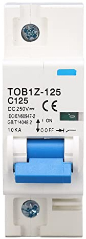 Interruttore Automatico Miniaturizzato CC 1P 125A Montaggio su Guida DIN per Solare Fotovoltaico TOB1Z 125 C125 per Sistemi a Energia Solare Batterie UPS