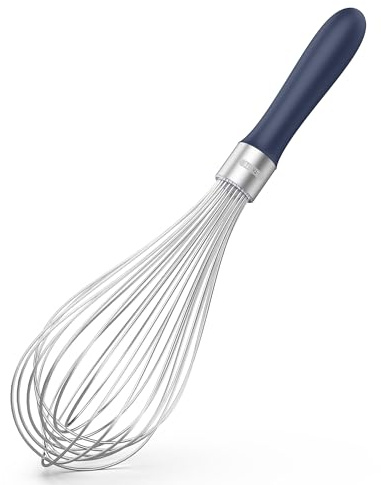 U-Taste großer Küchen Schneebesen, 30 cm, Edelstahl 18/10, Mitternachtsblau | Ballonschneebesen 12 hochflexiblen Drähten und Silikongriff zum Schlagen Vermengen und Verrühren von Teig und Soßen