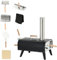 Outsunny Forno per Pizza in Acciaio e Legno di Faggio, Forno a Legna Portatile con Gambe Pieghevoli, Pietra e Pala per Interni ed Esterni, 81x40x72 cm, Nero