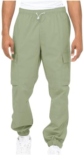 SAUTRV Herren-Cargohose mit weitem Bein – Herren-Cargo-Arbeitshose, leichte Baumwolle, legere Jogger, Fitnessstudio, Workout, Trainingshose, bequeme Hose mit Taschen, Outdoor-Cargohose, mehrere