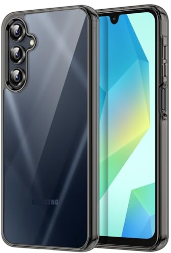 JETech Hülle für Samsung Galaxy A16, Anti-Vergilbung, Schwarz | Stoßschutz, Kratzfeste Harte PC-Rückseite, Robuster Transparenter TPU-Rahmen