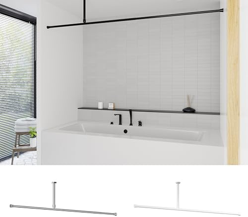 ALU DUSCHVORHANGSTANGE GARDINENSTANGE 4 m EXTRA LANG SILBER 250-400 CM INKL. DECKENHALTERUNG