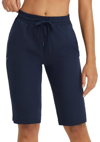 baleaf Damvandringsshorts 7/9/13/17 tum bermudashorts utomhusshorts vattenavvisande med dragkedjeficka, Marinblå – 33 cm, L