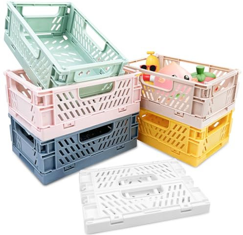 Chiluxendo 6 Stücke Klappbox, Klappkiste Faltbar, Stabil Klappboxen, Klappkorb Kunststoff, Aufbewahrungskiste, Aufbewahrungsbox, Aufbewahrungsboxen Faltbarer, Einkaufskiste Klappbar, Aufbewahrungskorb