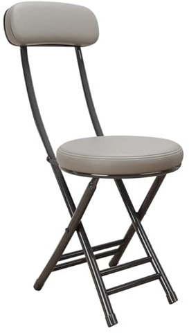 ZIHQRgE Klappstuhl mit Rückenlehne, 47 cm Tragbarer Küchenstuhl, Klappbarer Esszimmerstuhl mit Gepolstertem Sitz, Metallrahmen, 60kg Belastbar(Gray)