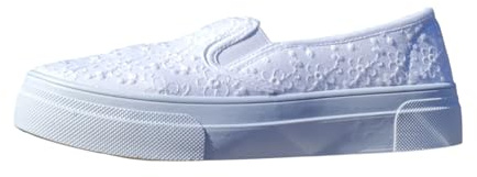 Urban Jacks Quayside Women’s Canvas Slip on Trainers Broderie Anglaise