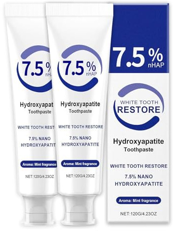 Hydroxylapatit Zahnpasta,2 Stück Hydroxyapatite Toothpastes,Fluoridfreie Sanfte Minze, Frischer Atem,sanft aufhellende Zahncremes für empfindliche Zähne