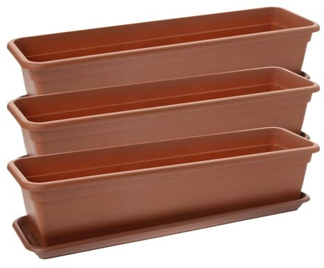 Centi Style méditerranéen : lot de 3 jardinières en terre cuite de 60 cm - Votre balcon à l'aspect Toscane !